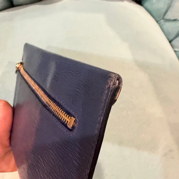 Prada Envelope Wallet in Blue Leather Flawed Gem 💎 - Picture 9 of 17